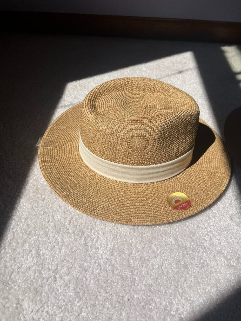 NWT Furtalk Foldable Straw Fedora Hat Khaki